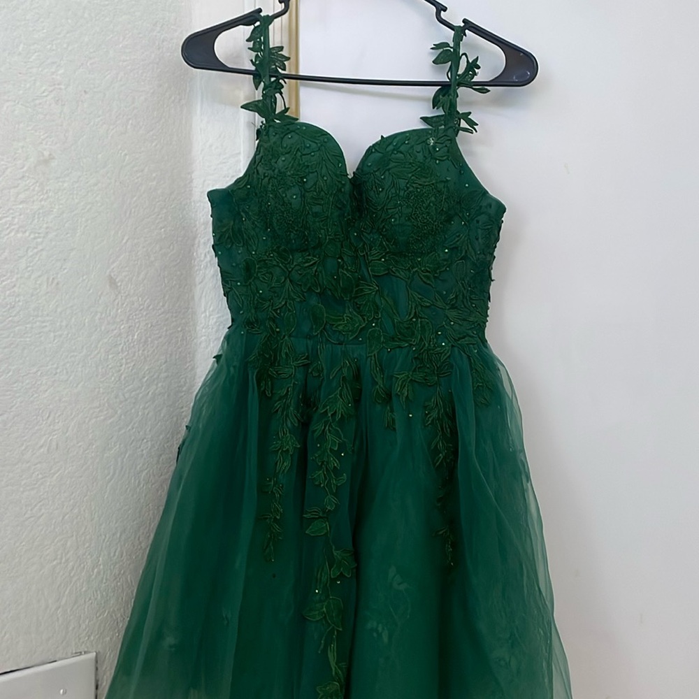 Green floral mini dress